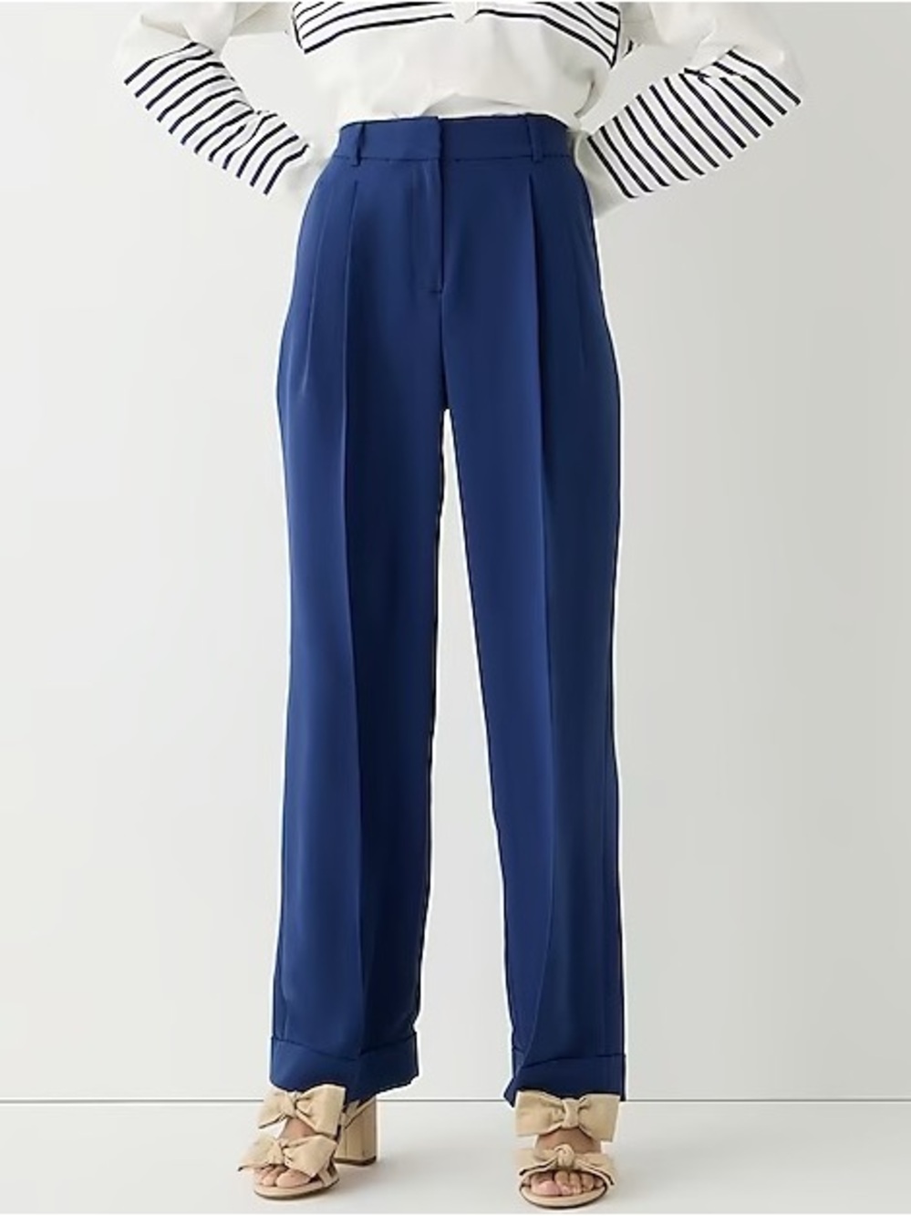 J. Crew Wide-Leg Essential Pant in City Crepe in Blue Size 8